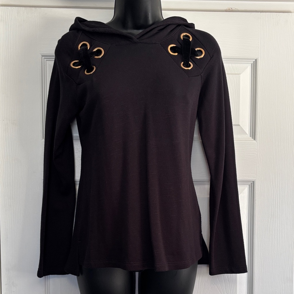 INC petite lightweight hooded sweatshirt